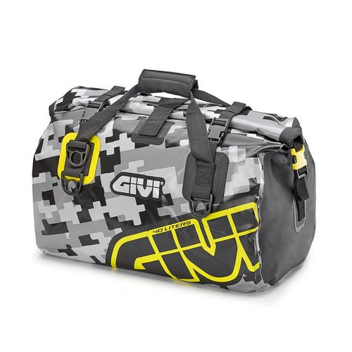 BOLSA CILINDRICA GIVI EA115CM IMPERMEAVEL 40L CINZA AMARELO BOLSA CILINDRICA GIVI EA115CM IMPERMEAVEL 40L CINZA AMARELO
