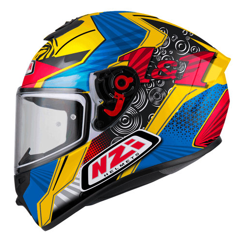 CAPACETE NZI TRENDY ONE ONE AMARELO AZUL VERMELHO ONE ONE AMARELO AZUL VERMELHO 58