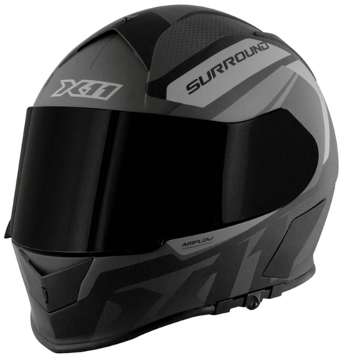 capacete-fechado-x11-revo-pro-surround-preto-cinza-fosco-tamanho-56-58-60-62-64-
