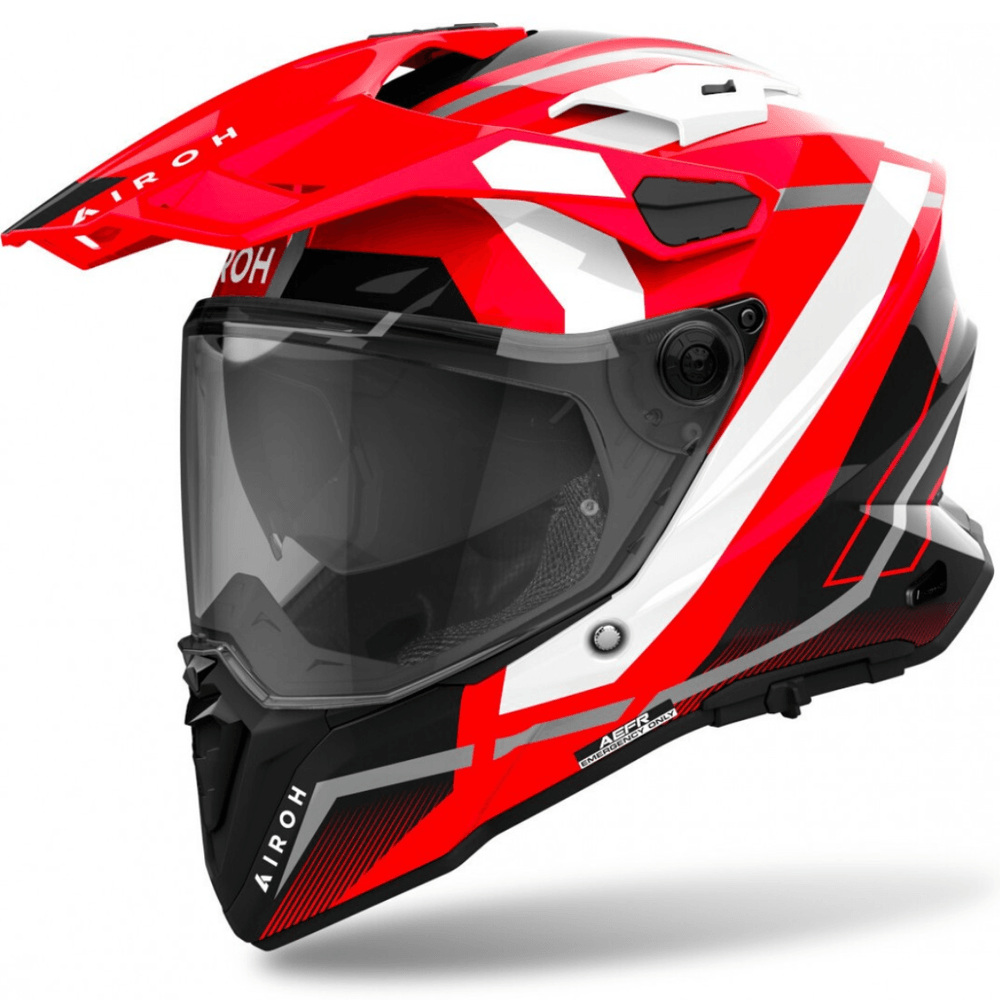 CAPACETE AIROH COMMANDER MAVICK RED GLOSS COM OCULOS SOLAR