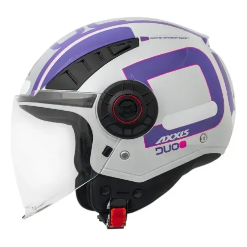 CAPACETE AXXIS ABERTO METRO S A8 WHITE PURPLE GLOSS BRANCO 55/56 - S CAPACETE AXXIS ABERTO METRO S A8 WHITE PURPLE GLOSS BRANCO 55/56 - S