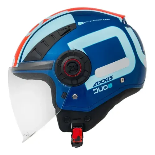 CAPACETE AXXIS ABERTO METRO S DUO B5 BLUE RED GLOSS AZUL 57/58 - M